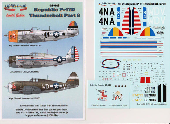 LL48046 Lifelike Decals  1/48 Republic P-47D Thunderbolt part 8 Includes Sylvia and 2 others