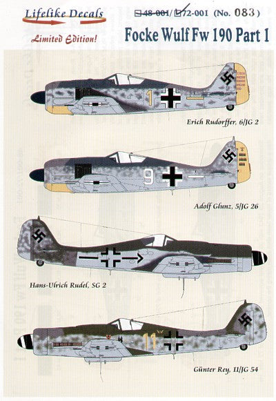 LL72001 Lifelike Decals  1/72 Focke-Wulf Fw-190A/Fw-190D-9 (4)