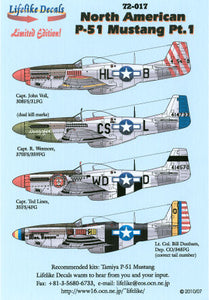 LL72017 Lifelike Decals  1/72 North American P-51 Mustang Part.1
