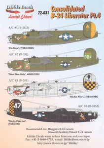 LL72031 Lifelike Decals  1/72 Consolidated B-24 Liberator Part 4.
