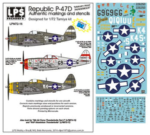 LPM7216 LPS 1/72 Republic P-47D "Malcolm Hood Thunderbolts" P-47D 361st FS 356th FG, P-47D 509th FS 405th FG, P-47D 511th FS 405th FG