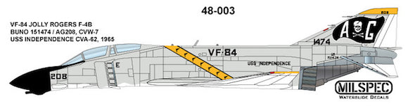 MPEC48003 Milspec 1/48 McDonnell F-4B Phantom VF-84 JOLLY ROGERS 1965 USS Independence