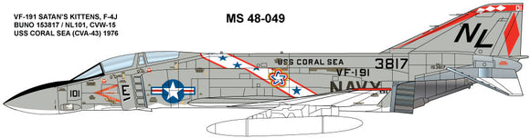 MPEC48049 Milspec 1/48 McDonnell F-4J Phantom VF-191 SATAN'S KITTENS 1976 USS CORAL SEA