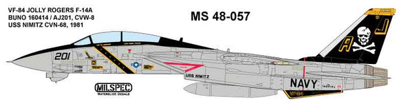 Milspec MPEC48057 1/48 VF-84 JOLLY ROGERS Grumman F-14A Tomcat