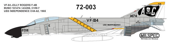 MPEC72003 Milspec 1/72 McDonnell F-4B Phantom VF-84 JOLLY ROGERS 1965 USS Independence