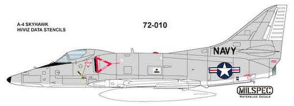 MPEC72010 Milspe 1/72 Douglas A-4 Skyhawk HI/VIZ DATA STENCILS [A-4B A-4C A-4D]