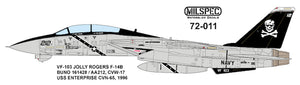 MPEC72011 Milspec 1/72 Grumman F-14A Tomcat VF-103 JOLLY ROGERS 1981 USS Nimitz