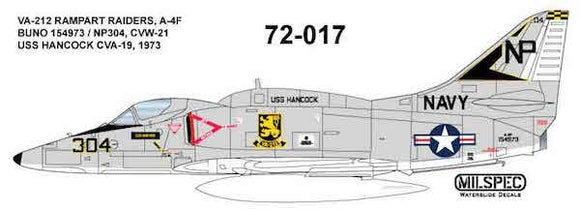 MPEC72017 Milspec 1/72 Douglas A-4F Skyhawk Skyhawk VA-212 Rampart Raiders 1976 USS HANCOCK CVA-19