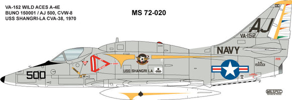 MPEC72020 Milspec 1/72 Douglas A-4E Skyhawk VA-152 Wild Aces 1970 USS SHANGRI-LA CVA-38