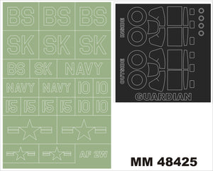 MXMM48425 Montex 1/48 Grumman AF-2W GUARDIAN (Special Hobby SH48158 kits) 2 canopy masks (interior and exterior canopy masks) + insignia and markings masks
