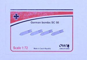 OWLR72069 Owl 1/72 SC 50 bombs 4 pcs bombs & decals