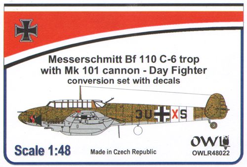 OWLR48022 OWL 1/48 Messerschmitt Bf 110 C-6 Trop with cannon -day fighter (conversion & decals)