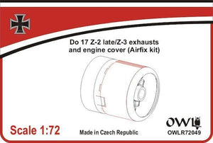 OWLR72049 OWL 1/72 Do17 Z-2 late/Z-3 exhaust and engine cover (Airfix)