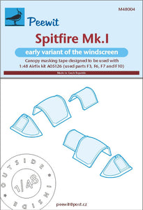 PEE48004 Peewit 1/48 Supermarine Spitfire Mk.I  older variant of the windscreen (designed to be used with Airfix kit, AX05126),