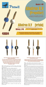 PEE49004 Peewitt 1/48 Albatros D.V (Propeller)-designed to be used with Eduard kits, parts 9 and 15 (ie. both propellers in the kits) (this decal must be varnished before it is used)