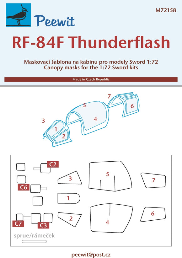 PEE72158 Peewit 1/72 Republic RF-84F Thunderflash (designed to be used with Sword kits)
