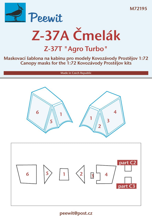 PEE72195 Peewit 1/72 Let Z-37A Cmelak / Let Z-37TM Agro Turbo (Kovozavody Prostejov kits)