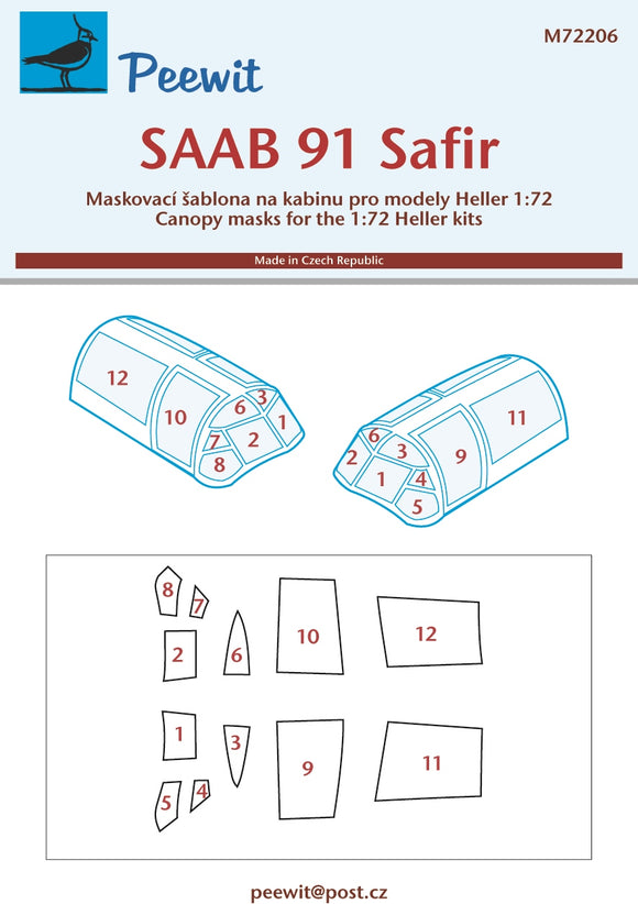 PEE72206 Peewitt 1/72 SAAB 91 Safir (Heller kits)
