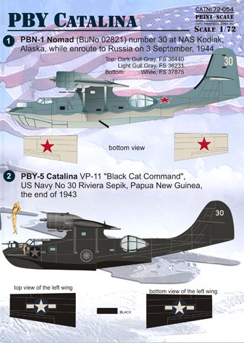 PSL72054 Print Scale 1/72 Consolidated PBY Catalina The complete set 2. Consolidated PBY-5; PBN-1; OA-10A;