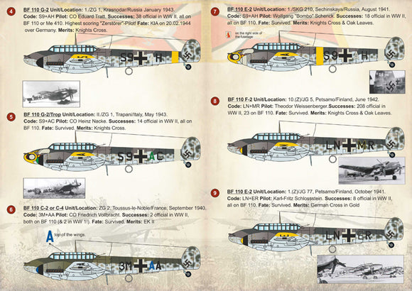 PSL72210 Print Scale 1/72 Messerschmitt Bf-110 'Zerstorer' Aces part 1