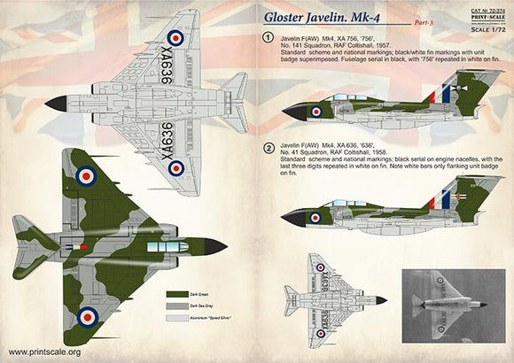 PSL72374 Print Scale 1/72 Gloster Javelin Mk-4 Part 3