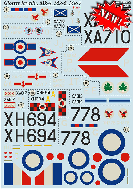 PSL72375 Print Scale 1/72 Gloster Javelin Mk.5, Mk.6, Mk.7. Part 4
