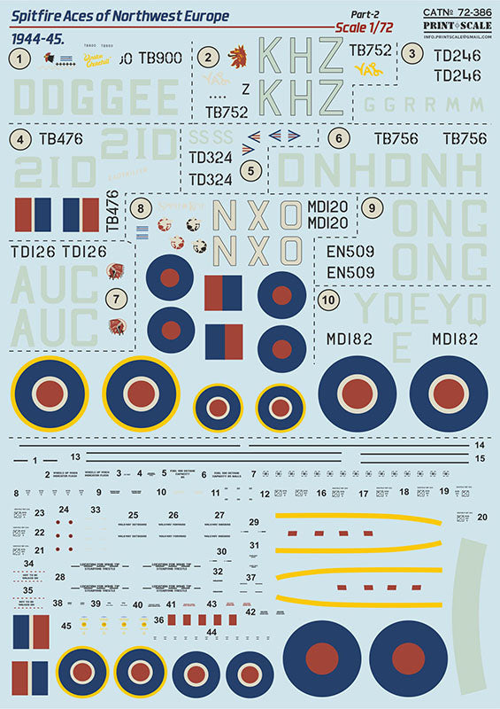 PSL72386 Print scale 1/72 Supermarine Spitfire Aces of Northwest Europe 1944-45 Part 2