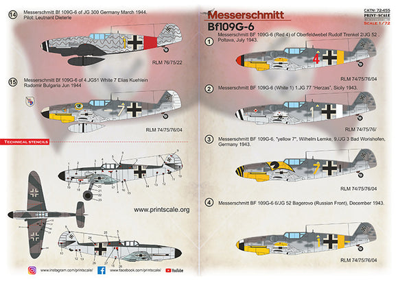 Print Scale PSL72455 1/72 Messerschmitt Bf-109G-6