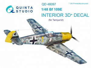 QD48097 Quinta Studio 1/48 Messerschmitt Bf-109E-3/Bf-109E-4 3D-Printed & coloured Interior on decal paper (Tamiya kits