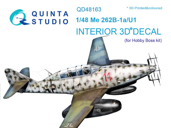 QD48163 1/48 Messerschmitt Me-262B-1a/U1 3D-Printed & coloured Interior on decal paper (designed to be used with Hobby Boss kits)