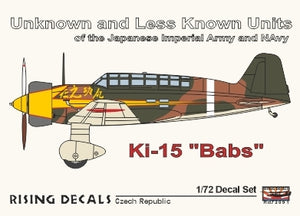 RD72091 Rising Decals 1/72 Mitsubishi Ki-15 "Babs" Unknown and Less Known Units of the Japanese Imperial Army and Navy Pt.IV Includes one camouflage scheme