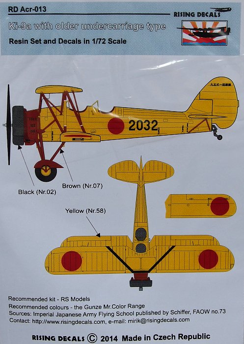 RDACR013 Rising Decal 1/72 Tachikawa Ki-9a with older undercarriage (resin and decal) (RS Models kits)