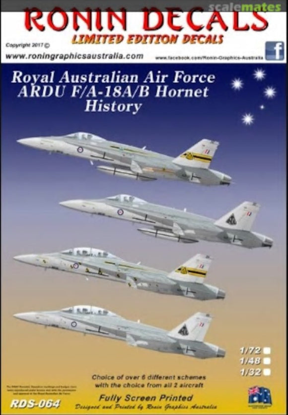 RDS-06432 Ronin Decals 1/32 RAAF ARDU F/A-18A/B Hornet History