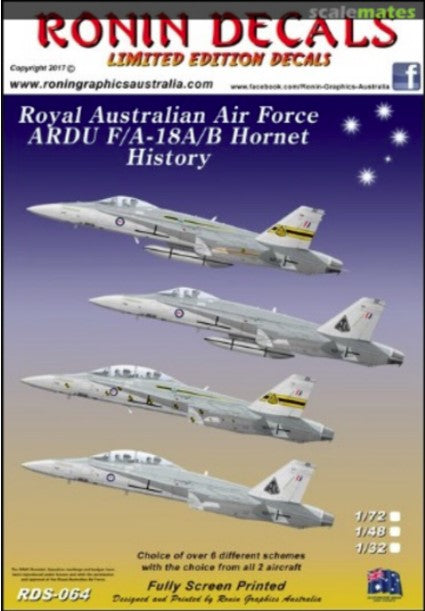 RDS-06448 Ronin Decals 1/48 RAAF ARDU F/A-18A/B Hornet History