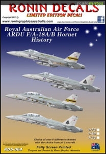 RDS-06472 Ronin Decals 1/72 RAAF ARDU F/A-18A/B Hornet History