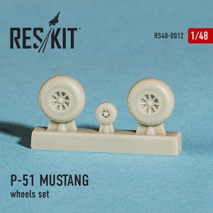 RS48-0012 ResKit 1/48 North-American P-51D MUSTANG wheels set (designed to used with Hasegawa, Hobby Boss, ICM, Monogram and Tamiya kits)