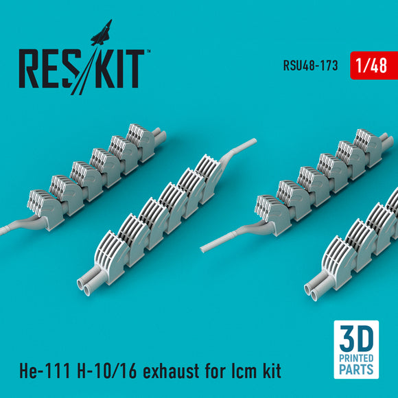 RSU48-0173 1/48 Heinkel He-111H-10/He-111H-16 exhaust (designed to be used with ICM kits)