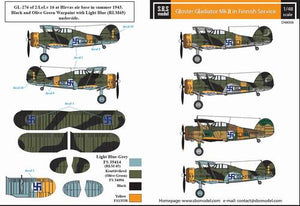 SBSD4808D SBS Model 1/48 Gloster Gladiator Finnish Air Force WWII decal sheet