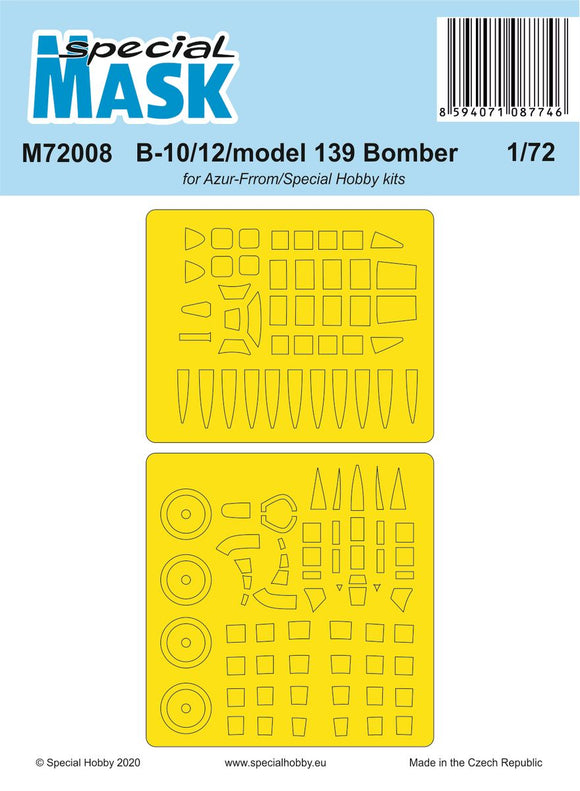 SHM72008 Special Hobby 1/72 Martin B-10/B-12/model 139 Bomber Mask (Frrom-Azur and Special Hobby kits)