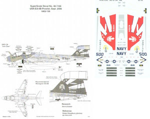 SS481166 Superscale 1/48 Grumman EA-6B Prowler (1) 163524 NF/500 VAQ-136 Gauntlets USS Kitty Hawk 2006 large red sunburst on fin