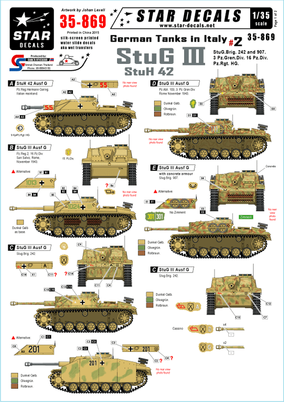 35869 Star Decals 1/35 German Tanks in Italy #2
