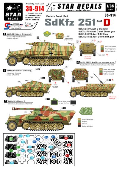 35914 Star Decals 1/35 Eastern front 1945 German Sd.Kfz.251 Ausf.D