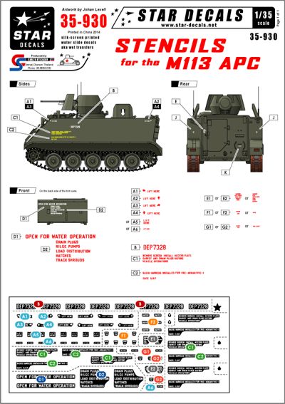35930 Star Decals 1/35 Stencils for the M113 APC