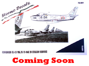 STMR-72001 Stormo Decals 1/72 Stormo Decals Item No.72-001 Canadair CL-13 Mk.IV/F-86E in Italian Service