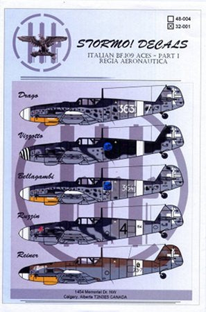 STRM-32-001 Stormo Decals 1/32 Italian BF-109 Aces Part 1