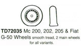 TD72035 True Details 1/72 Macchi C.200/Macchi C.202/Macchi C.205/Fiat G.50-Includes two (2) main wheels. Smooth tread.