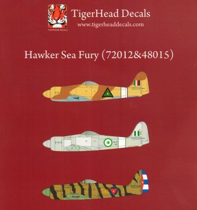 THD48015 Tigerhead Decals 1/48 Hawker Sea Fury FB.11 Overseas Operators. Decals for Cuba, Libya and Egypt