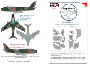 TNM72-M068 TopNotch 1/72 Luftwaffe North-American Sabre Pattern 2 & Canadair Std camouflage pattern paint mask