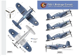 WD48054 Waterslid Decals 1/48 F4U-1 Birdcage Corsair VMF-213 The Hellhawks Guadalcanal 1943