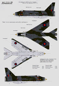 X32011 Xtradecal 1/32 BAC/EE Lightning F.3 XR720/M 11 Sqn RAF Binbrook 1973-76. Green/Grey camouflage